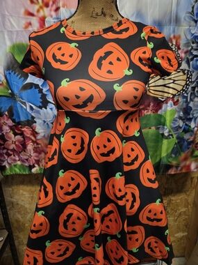 🍍 Pumpkin Print Kids Dress